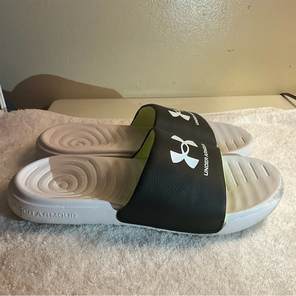 Under Armour Black and White Slide Sandals